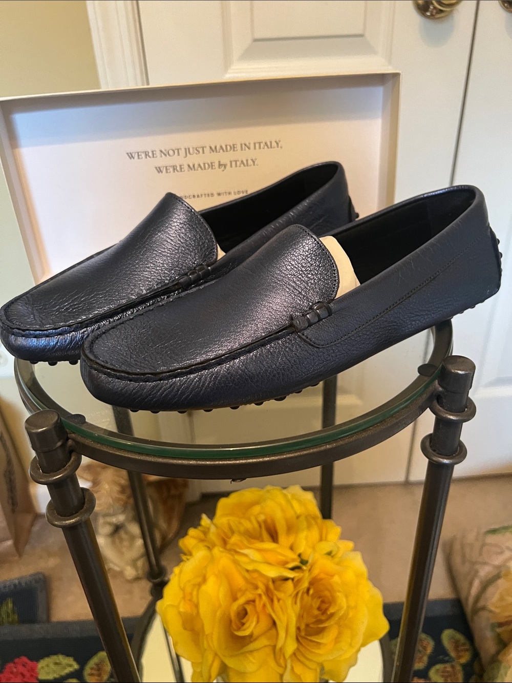 M.Gemi Midnight Blue Metallic Leather Drivers